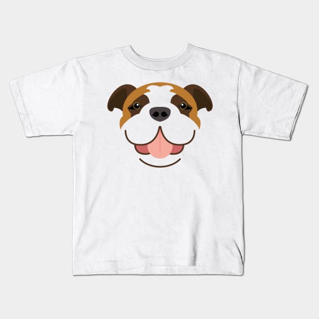 Bulldog dog face Kids T-Shirt by ShirtBricks